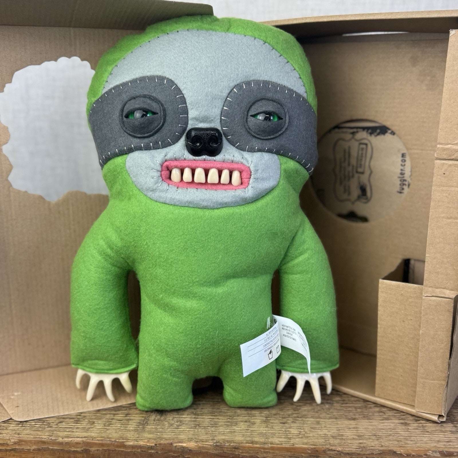 Fuggler Large Green Sickening Sloth - Large Green Sloth Claws Large 14" BNIB
