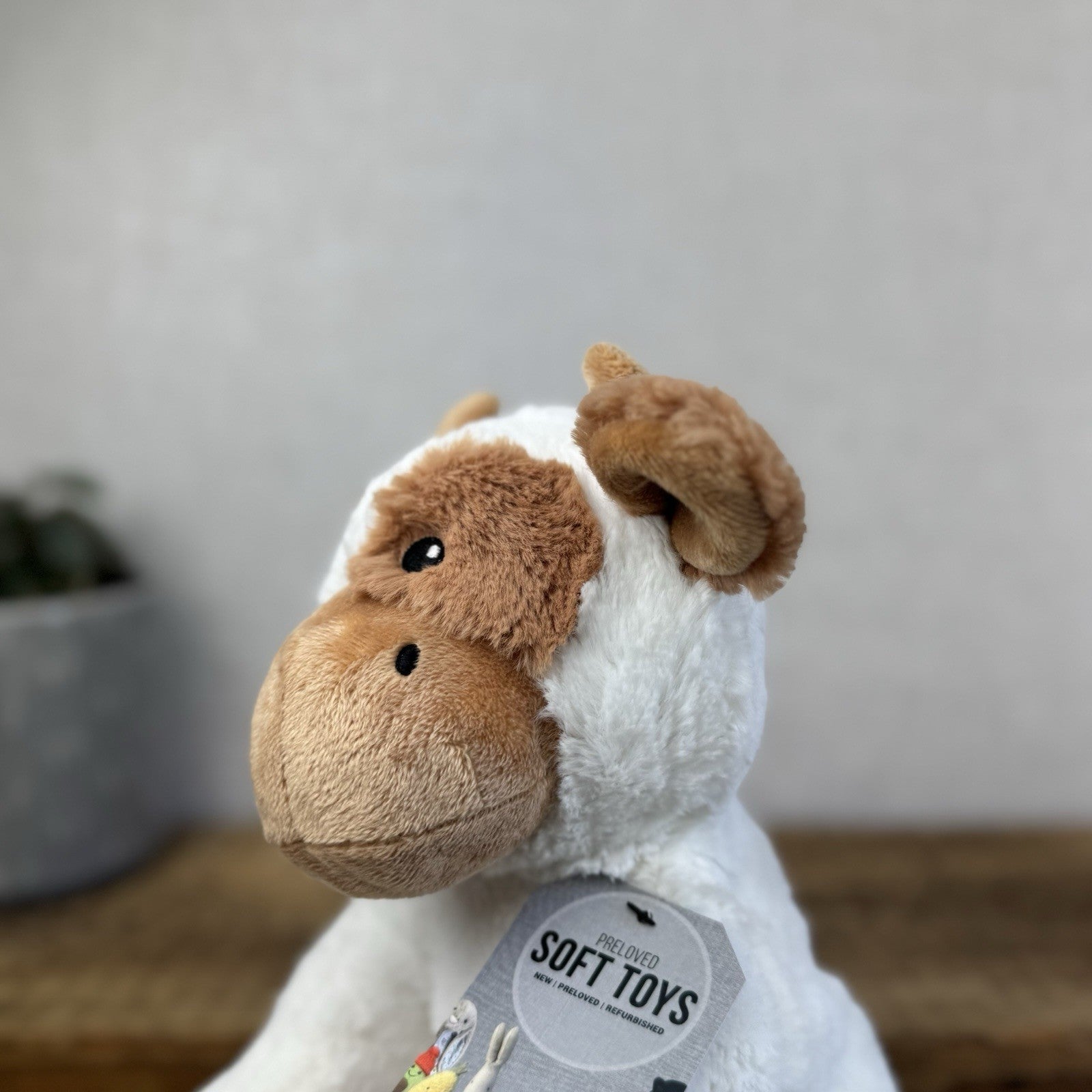 Marks & Spencers Beanie Tan/White Cow Soft Toy New Without Tags Plush Cow 11"
