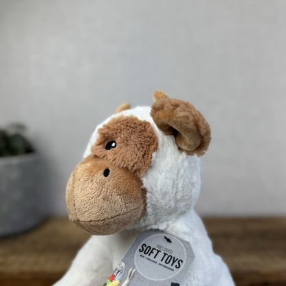 Marks & Spencers Beanie Tan/White Cow Soft Toy New Without Tags Plush Cow 11"