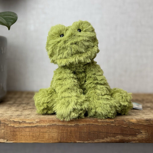 Jellycat Small Fuddlewuddle Frog - Small Green Textured Frog Beanie Retired 6”