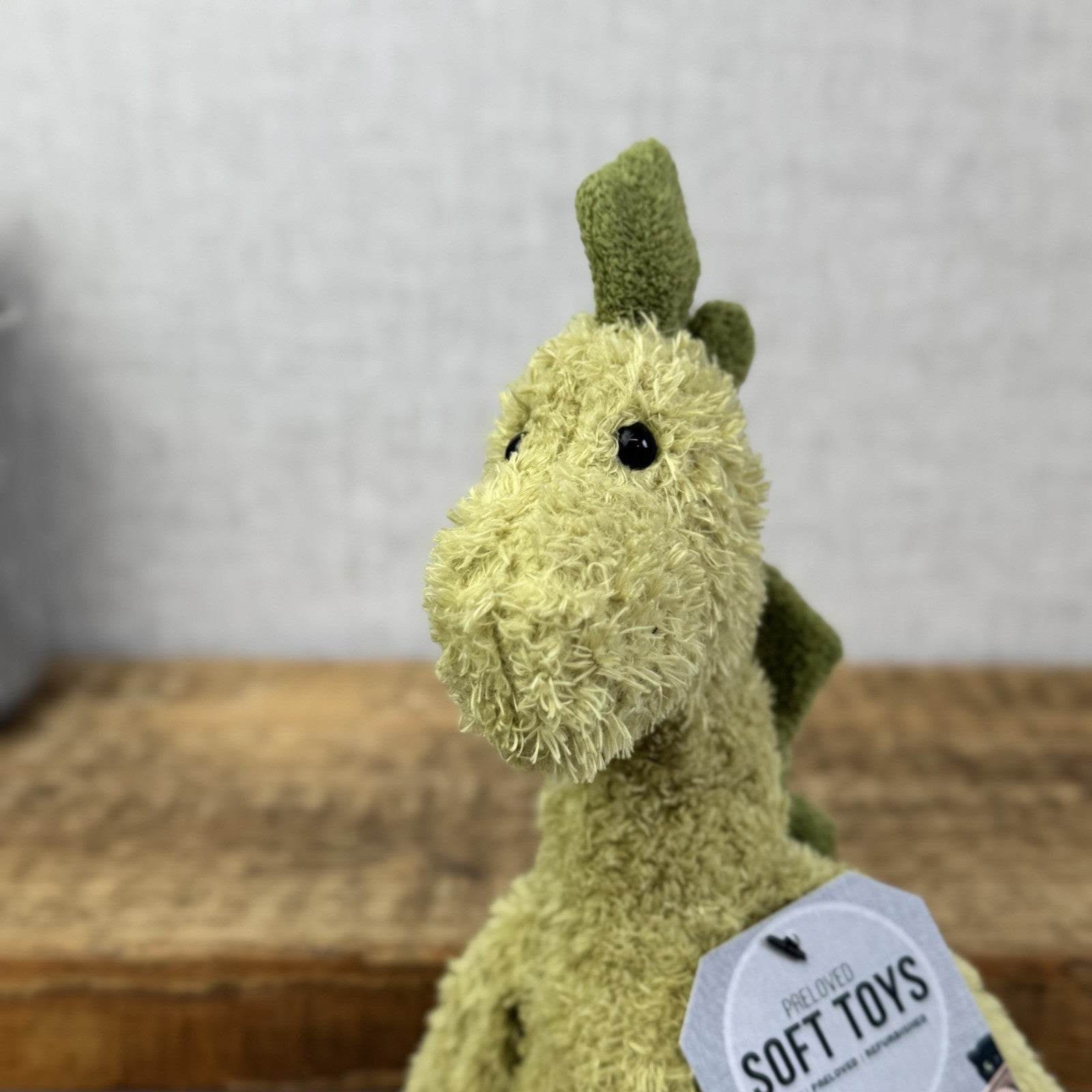 Jellycat Dippy Dinosaur - Sitting Green Curly Textured Dino Plush Rare 12"