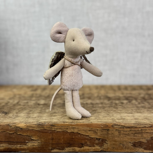 Maileg Fairy Mouse - Natural - Gold Winged Maileg Mouse Fluffy Tummy Retired