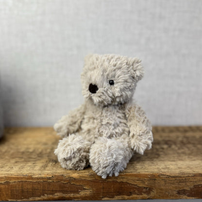 Jellycat Small Fletcher Bear - Retired Small Textured Light Grey Bear Beanie 7"