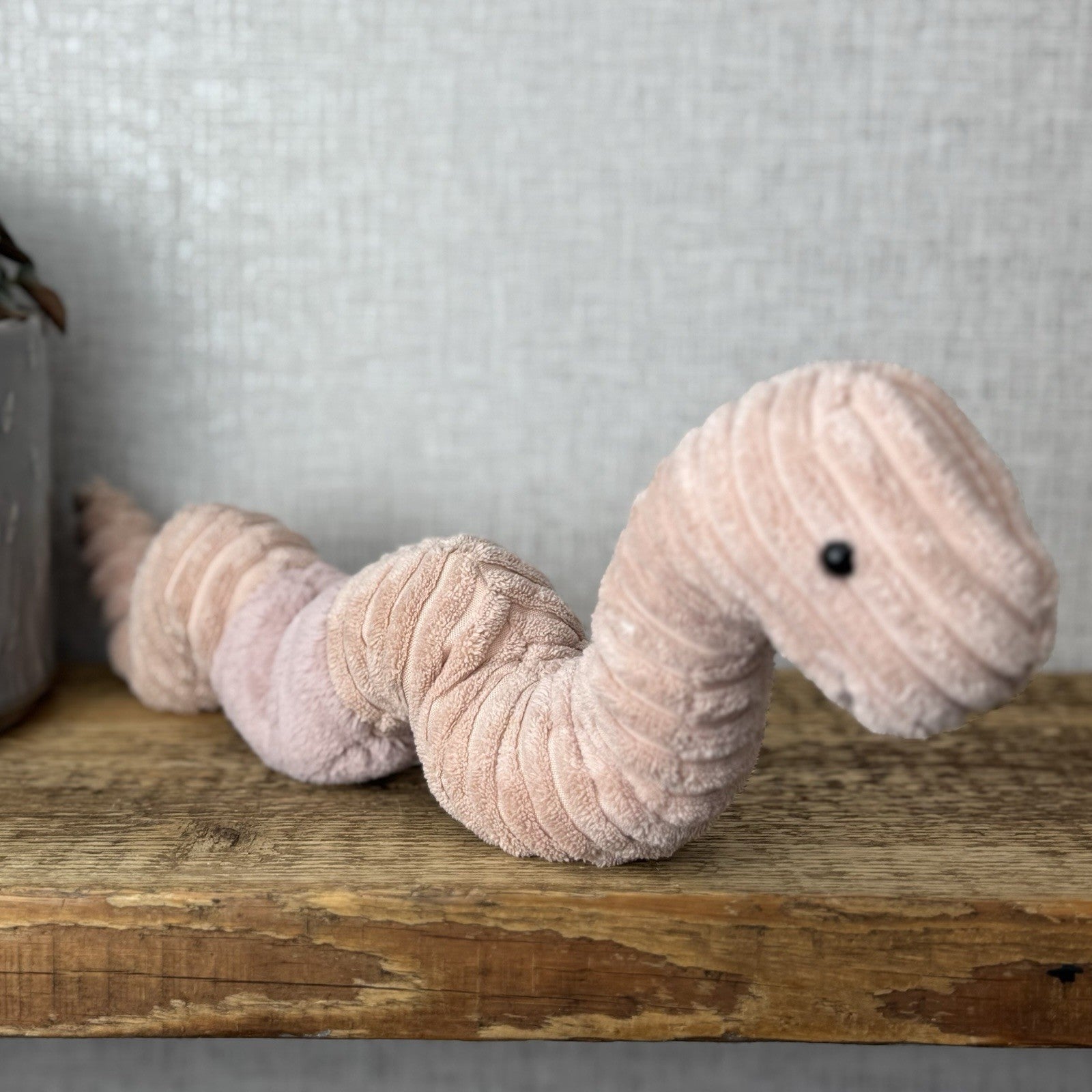 Jellycat Waldo Worm - Pink Wiggly Worm Pink Cordy Medium Retired Beanie 15”