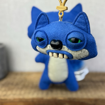 Fuggler Funny Ugly Monster Suspicious Fox Blue & Keyring Set Rare Felt Retired 