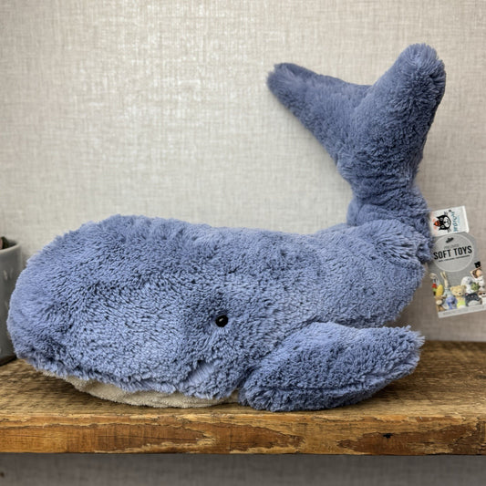Jellycat Large/Huge Wilbur Whale 18” Big Blue Soft Whale Plush Beanie Retired 