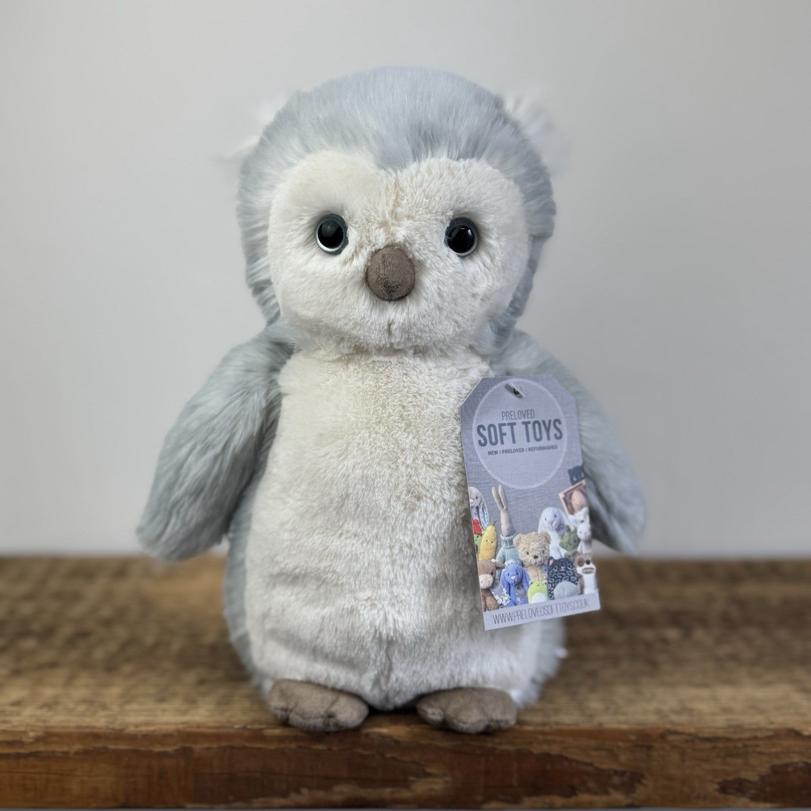 Jellycat Bashful Owl Chick - Birch Grey Colouring Owl Soft Toy Medium 9" (#2)