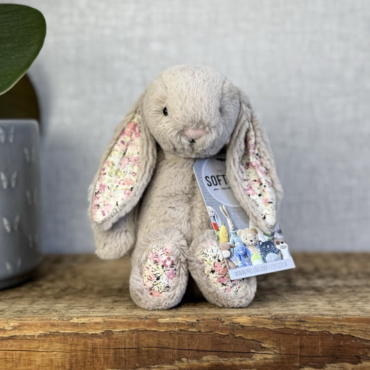 Jellycat Small Bea Beige Blossom Bashful Bunny - Floral Brown Rabbit 8” (#2)