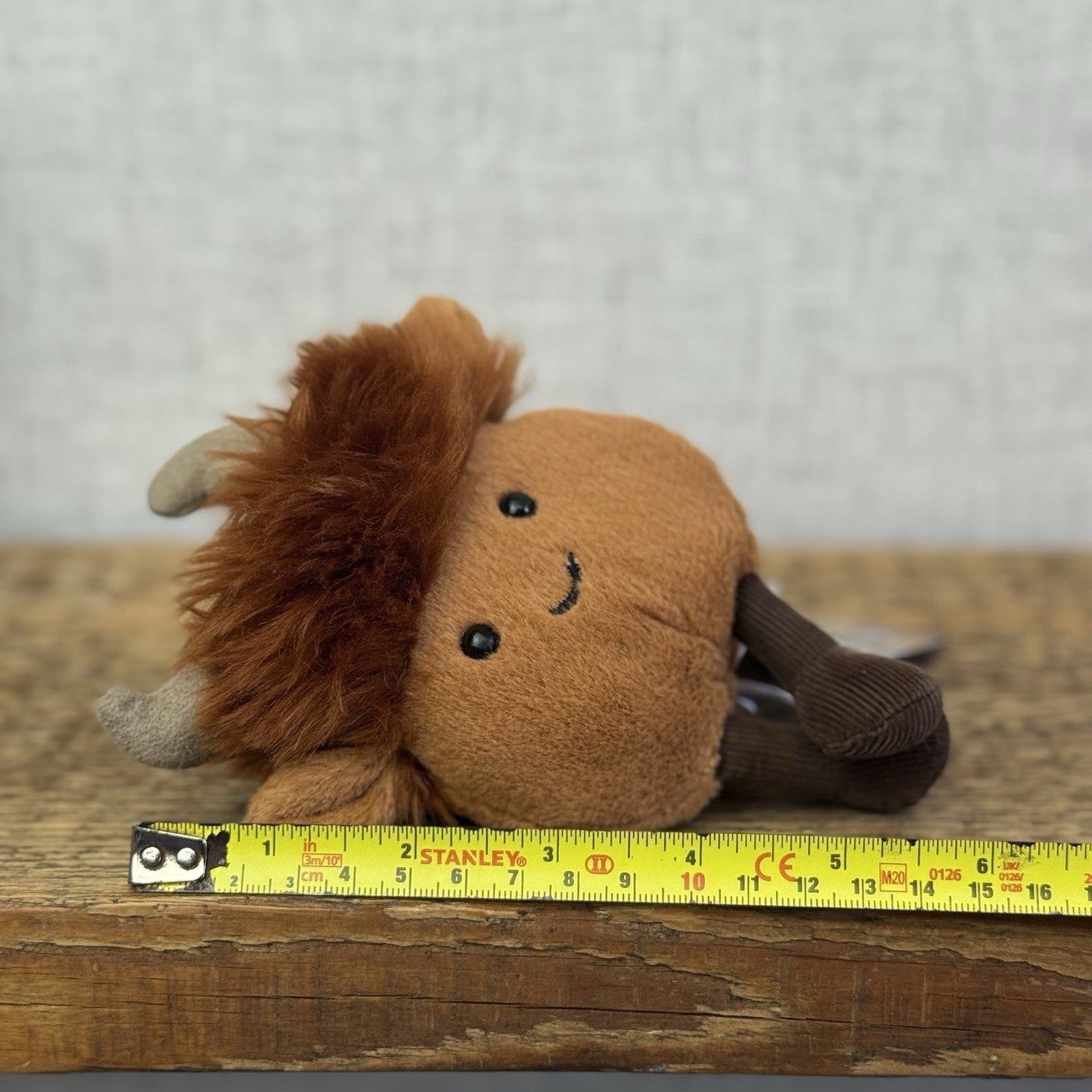 Jellycat Amuseabean Highland Cow  - Small Brown Beanie Cow Soft Toy Retired 5”