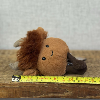 Jellycat Amuseabean Highland Cow  - Small Brown Beanie Cow Soft Toy Retired 5”