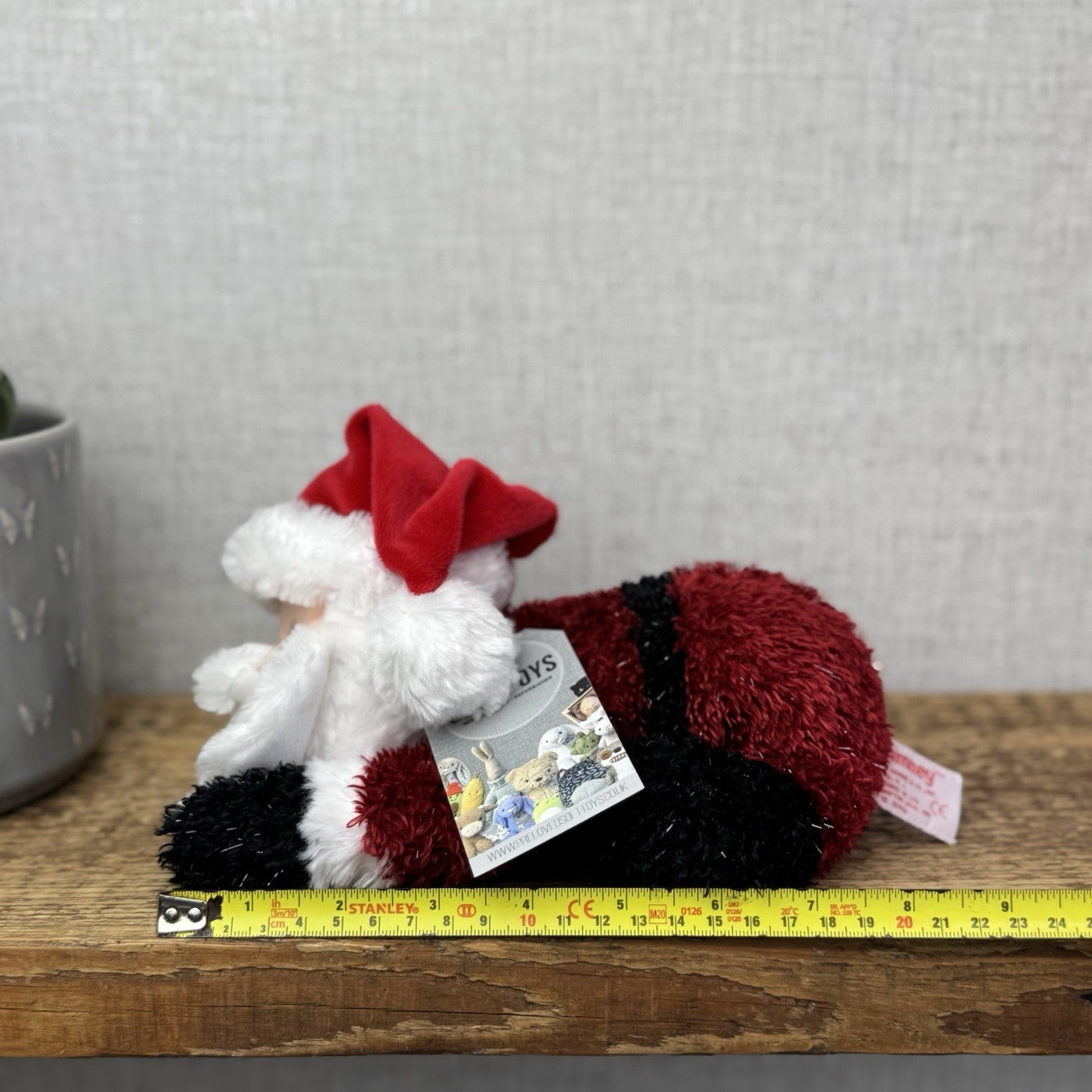 Russ Berrie Floppy Santa Beanie - Chimney Santa Sparkly Plush Toy Christmas 8"