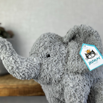 Jellycat Rondle Elephant -  Grey Textured Elelephant Beanie Plush Retired Tags