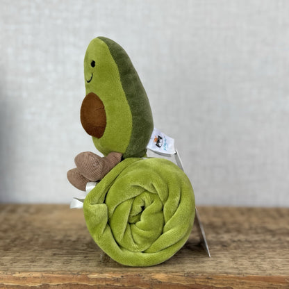 Jellycat Amuseable Avocado Soother Comforter Soft Plush Velour Green Rare