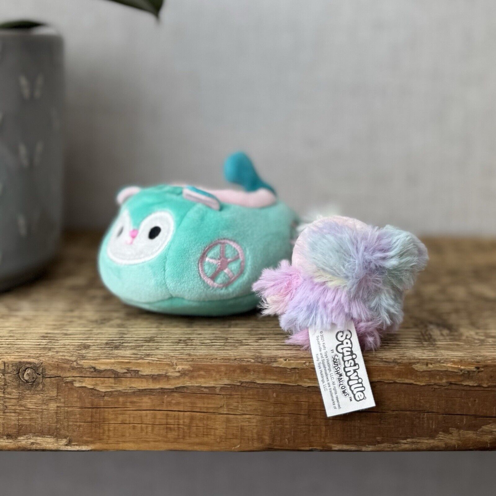 Squishmallow Squishville Elda Ostrich & Vehicle - Pink Fluffy Bird Tiny Soft 2"