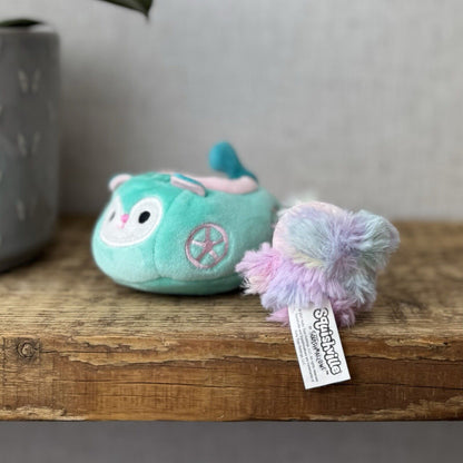 Squishmallow Squishville Elda Ostrich & Vehicle - Pink Fluffy Bird Tiny Soft 2"