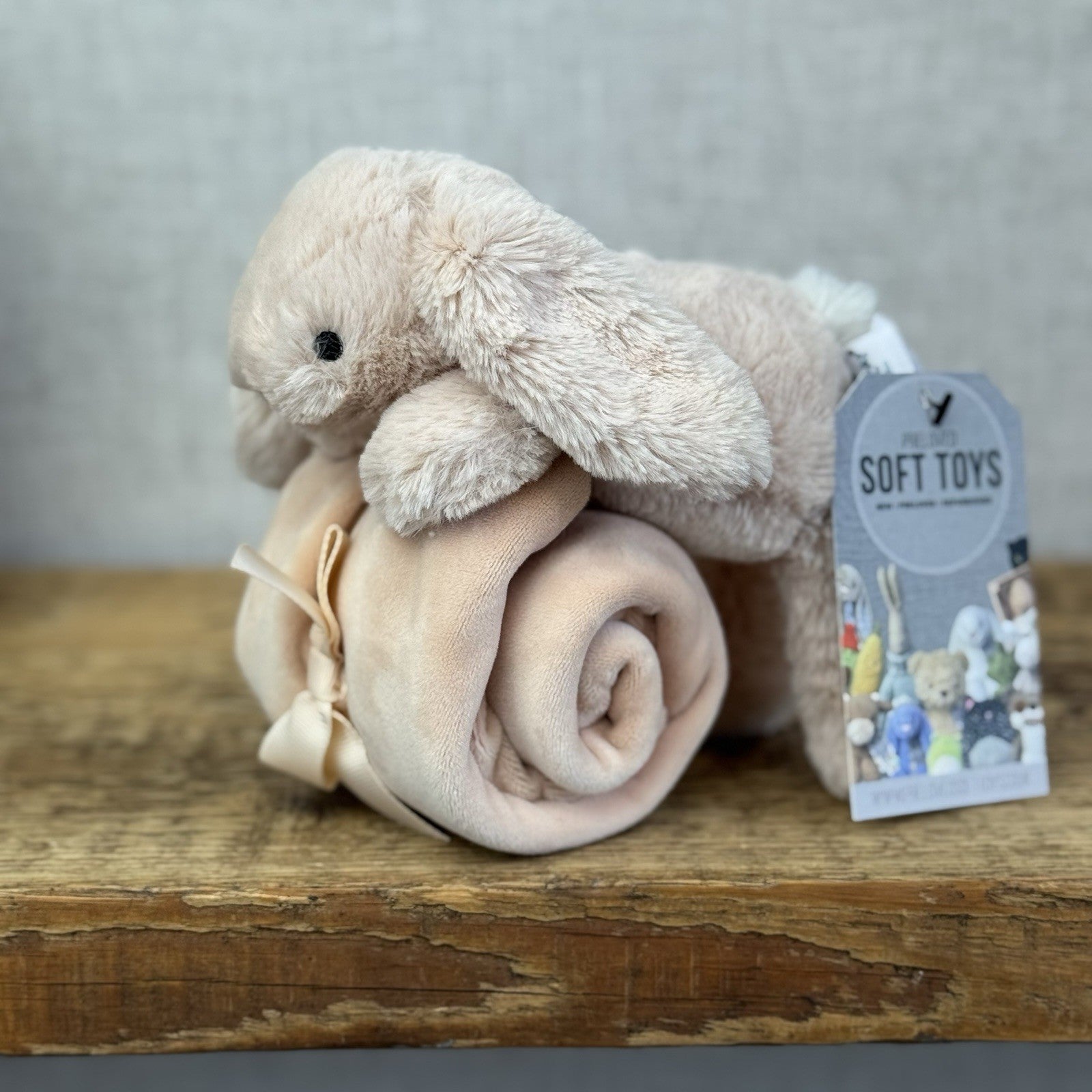 Jellycat Smudge Bunny Soother - Smudge Comforter Soft Toy Peachy Bunny Soother