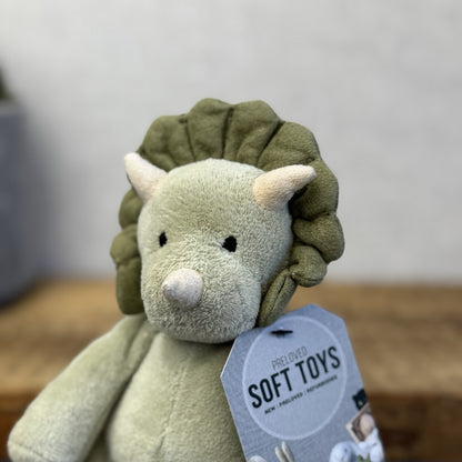 Jellycat Duffie Dino Rattle - Small Green Jellycat Dinosaur Rattle Soft Toy 6"