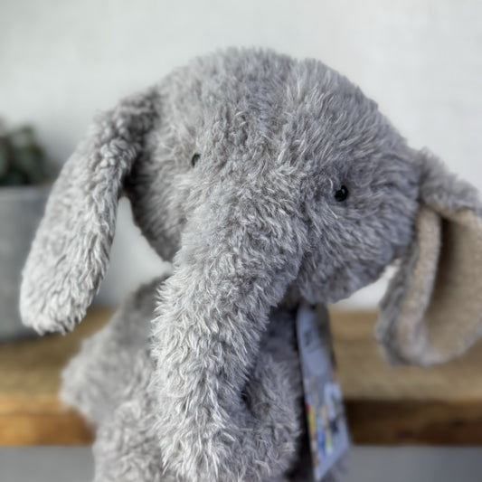 Jellycat Medium Vintage Elephant - Grey Floppy Fluffy Elephant Beanie Plush Rare