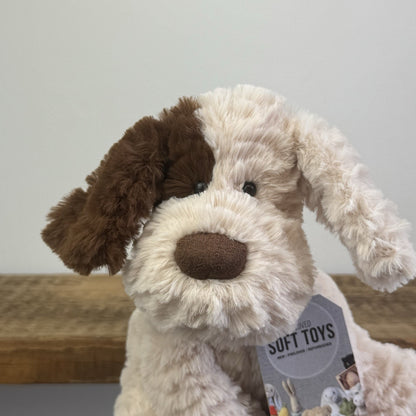 Jellycat Fuddlewuddle Brown Patch Puppy Medium - Light Brown Beige Rare 8"