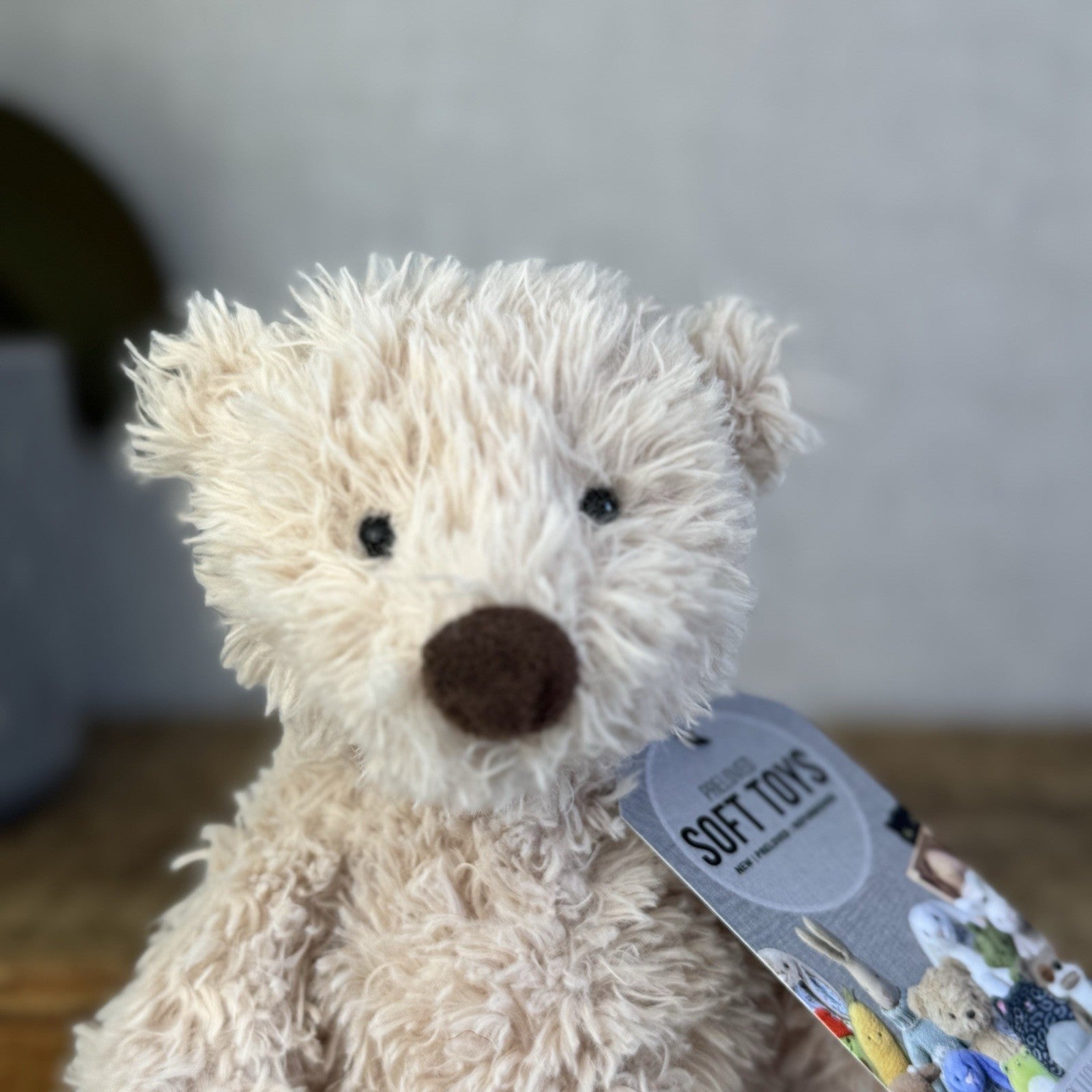 Jellycat Small Biscuit Bear - Curly Off White Small Beanie Bear Rare Retired 7"