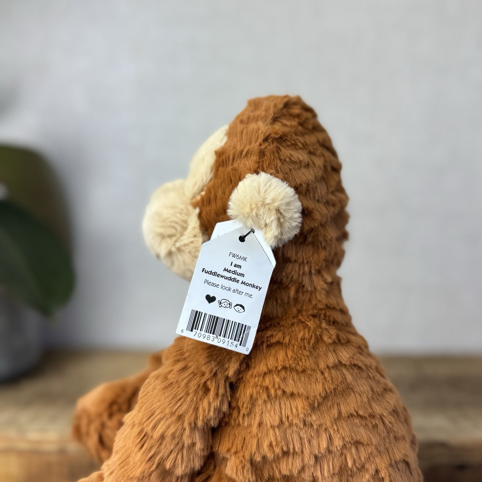 Jellycat Fuddlewuddle Monkey - Rust Brown Monkey Textured Beanie Soft Toy 9"