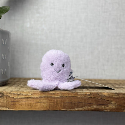 Jellycat Fluffy Octopus - Lilac Fluffy Octopus Plush Soft Toy - Pocket Pal 3"