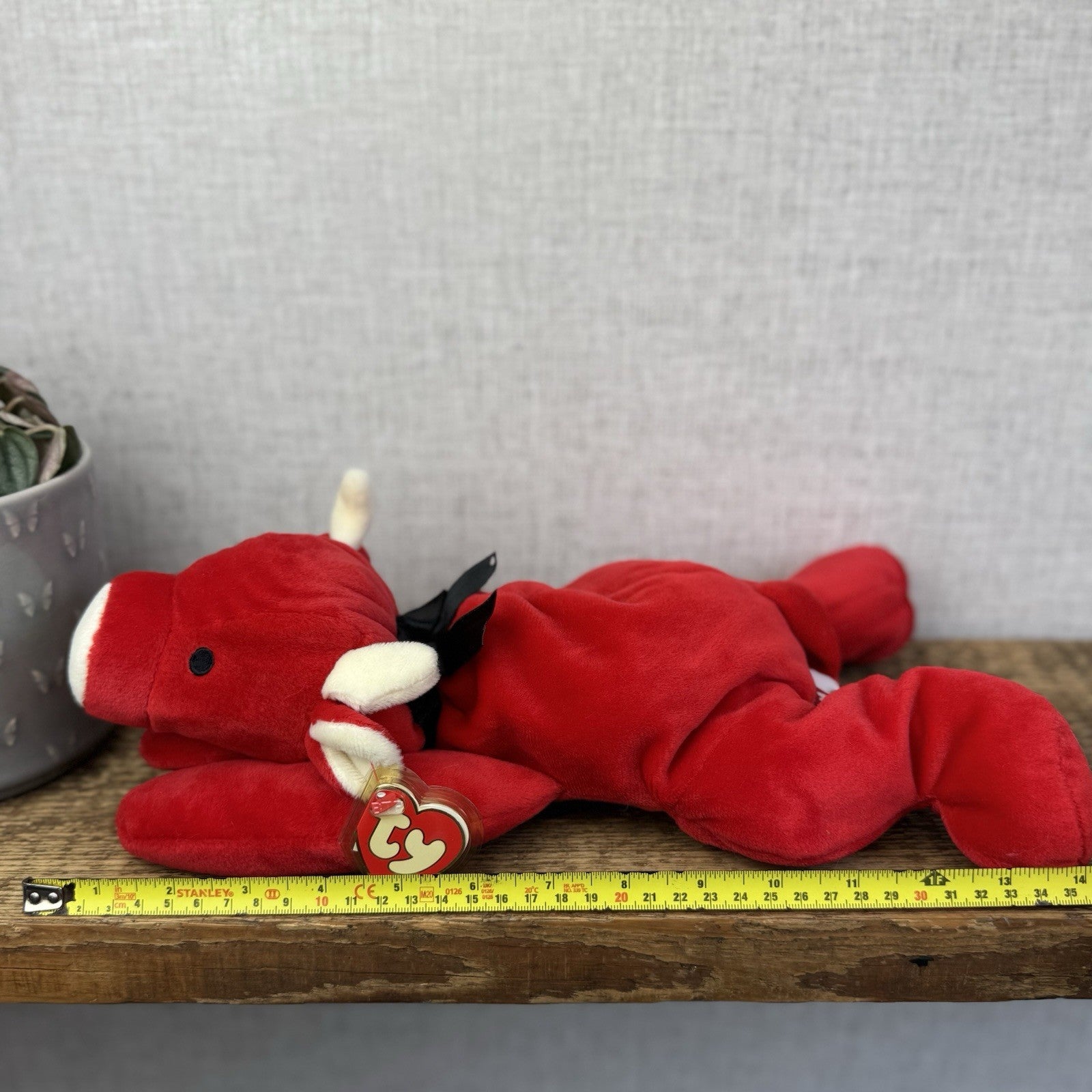 TY Pillow Pals Collection 1997 - Red Floppy Cow Pillow Plush Collectible 14"