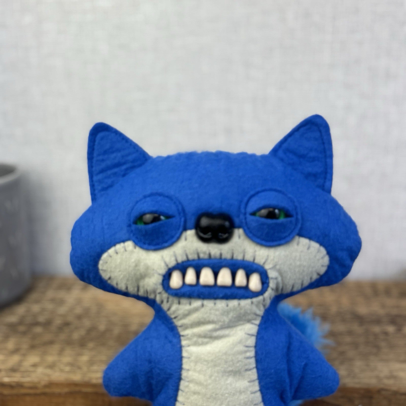 Fuggler Funny Ugly Monster Suspicious Fox Blue & Keyring Set Rare Felt Retired 