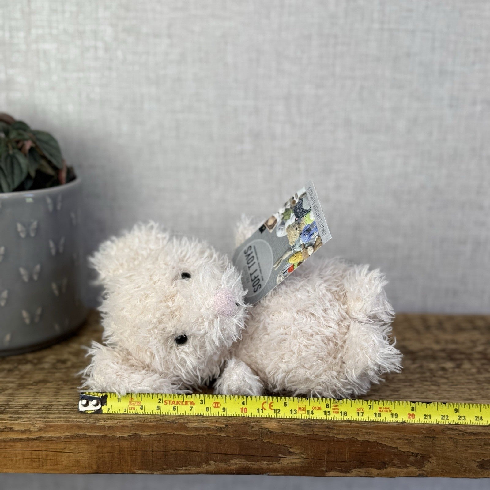 Jellycat Little Mouse - Fluffy Light Beige Mice Beanie Plush Curly Hair 7”