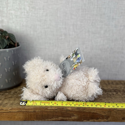 Jellycat Little Mouse - Fluffy Light Beige Mice Beanie Plush Curly Hair 7”