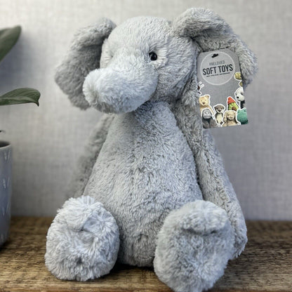 Jellycat Large Bashful Elephant - Large Grey Elephant Beanie 16” - Rare Retired