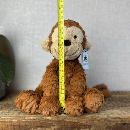 Jellycat Fuddlewuddle Monkey - Rust Brown Monkey Textured Beanie Soft Toy 9"