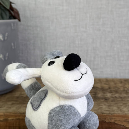 Jellycat Crazy Dog - Grey/White Vintage Miniature Beanie Velour NWOT 4"