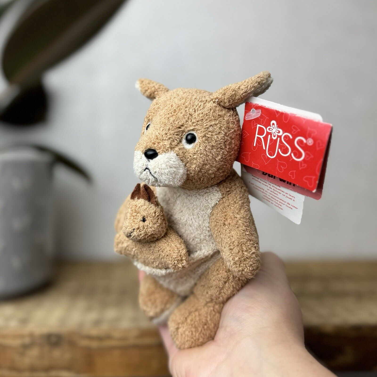 Russ Berrie Luv Pets - Tiny Kangaroo Darwin - Pocket Pal Tiny Beanie Soft Toy 6”