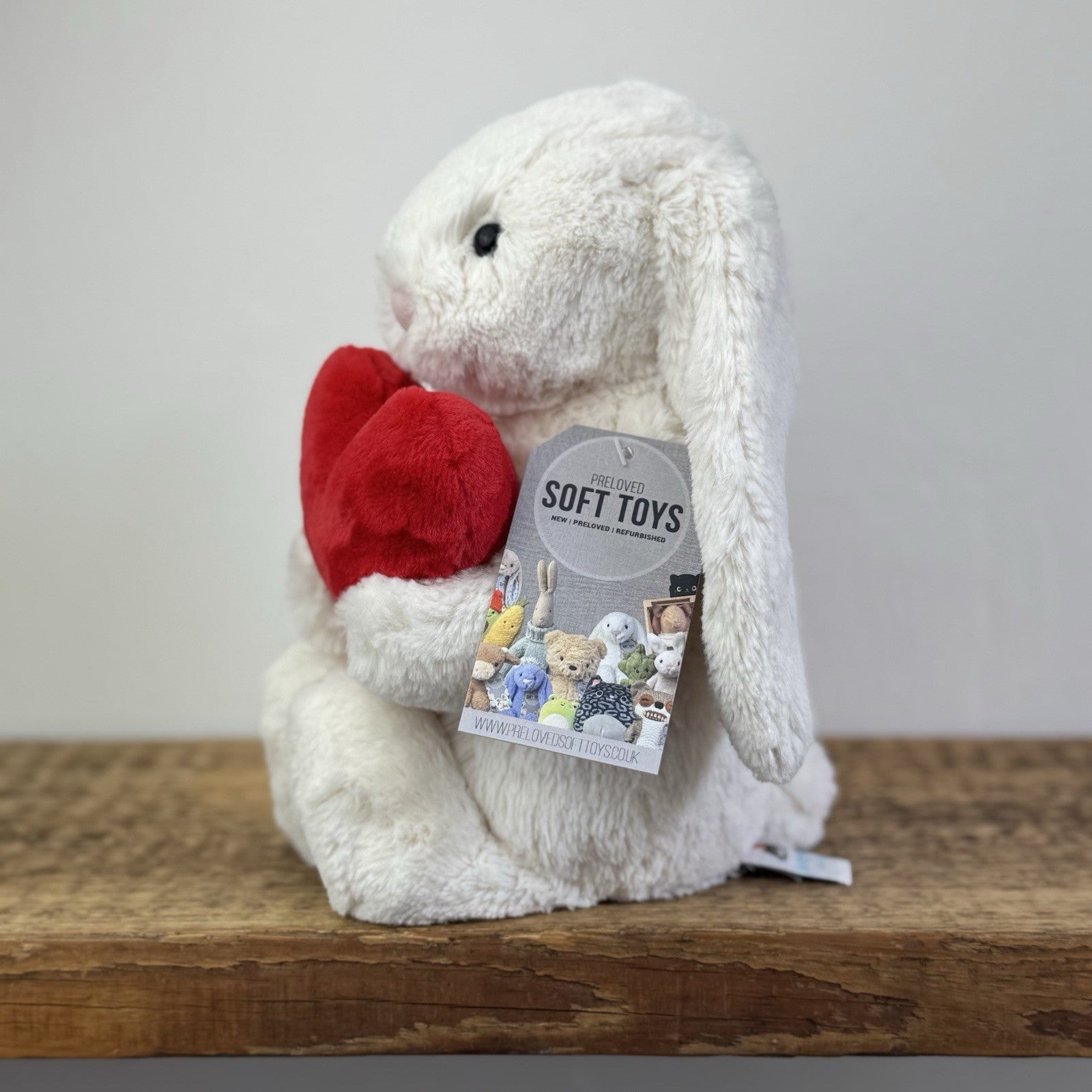 Jellycat Bashful Red Love Heart Bunny Bashful Cream Bunny With Heart Medium 12”