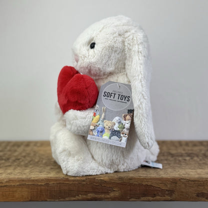 Jellycat Bashful Red Love Heart Bunny Bashful Cream Bunny With Heart Medium 12”