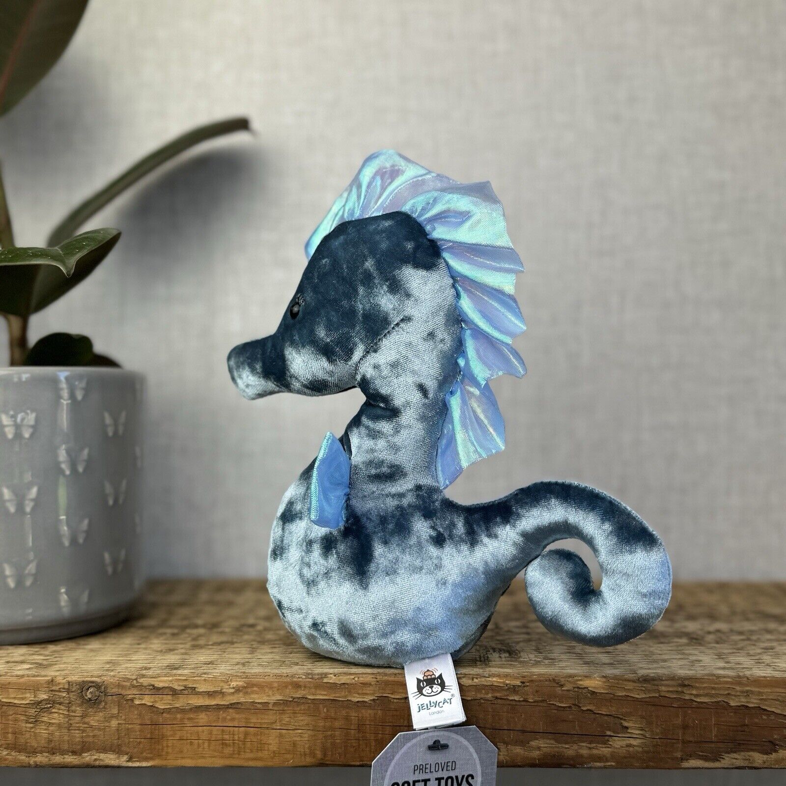 Jellycat Coral Cutie Seahorse - Light Blue Velour Sea Creature Seahorse Plush 8”