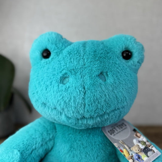 Build A Bear Teal Blue Hoppy Frog - All Blue BAB Frog Retired Collectible 17”