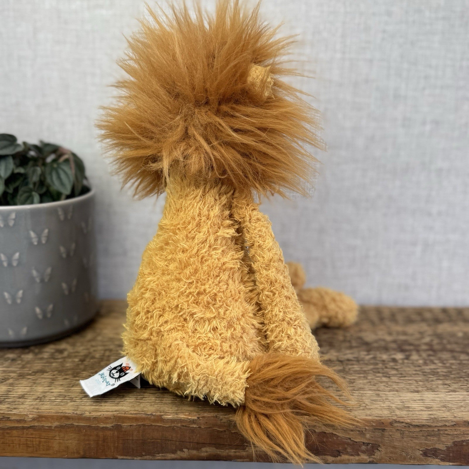 Jellycat Wild Thing Lion - Light Yellow Curly Long Legs Wild Cat Beanie Plush