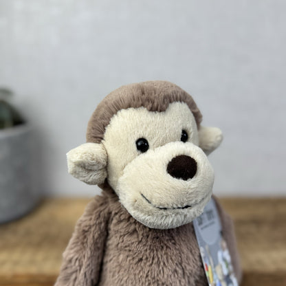 Jellycat Medium Bashful Monkey - Medium Beanie Monkey Soft Toy Plush NWOT 12"