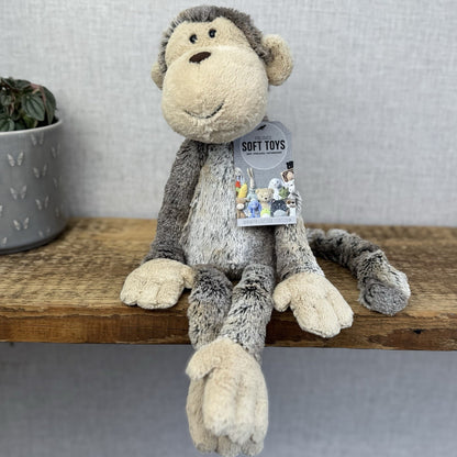 Jellycat Medium Mattie Monkey - Woodland Grey/Brown Mix Monkey Beanie Plush 16"