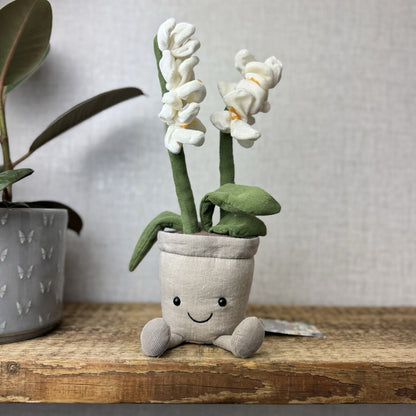 Jellycat Amuseable White Orchid - Retired Jellycat Potted Plant Medium 12"
