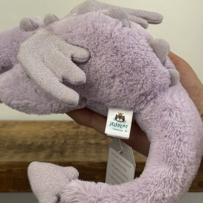 Jellycat Little Lavender Dragon - Light Purple Dragon Beanie Soft Toy 11"