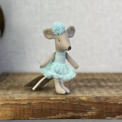 Maileg Ballerina Mouse - Little Sister Mint Pale Blue Ballet Mouse Mice New Tags