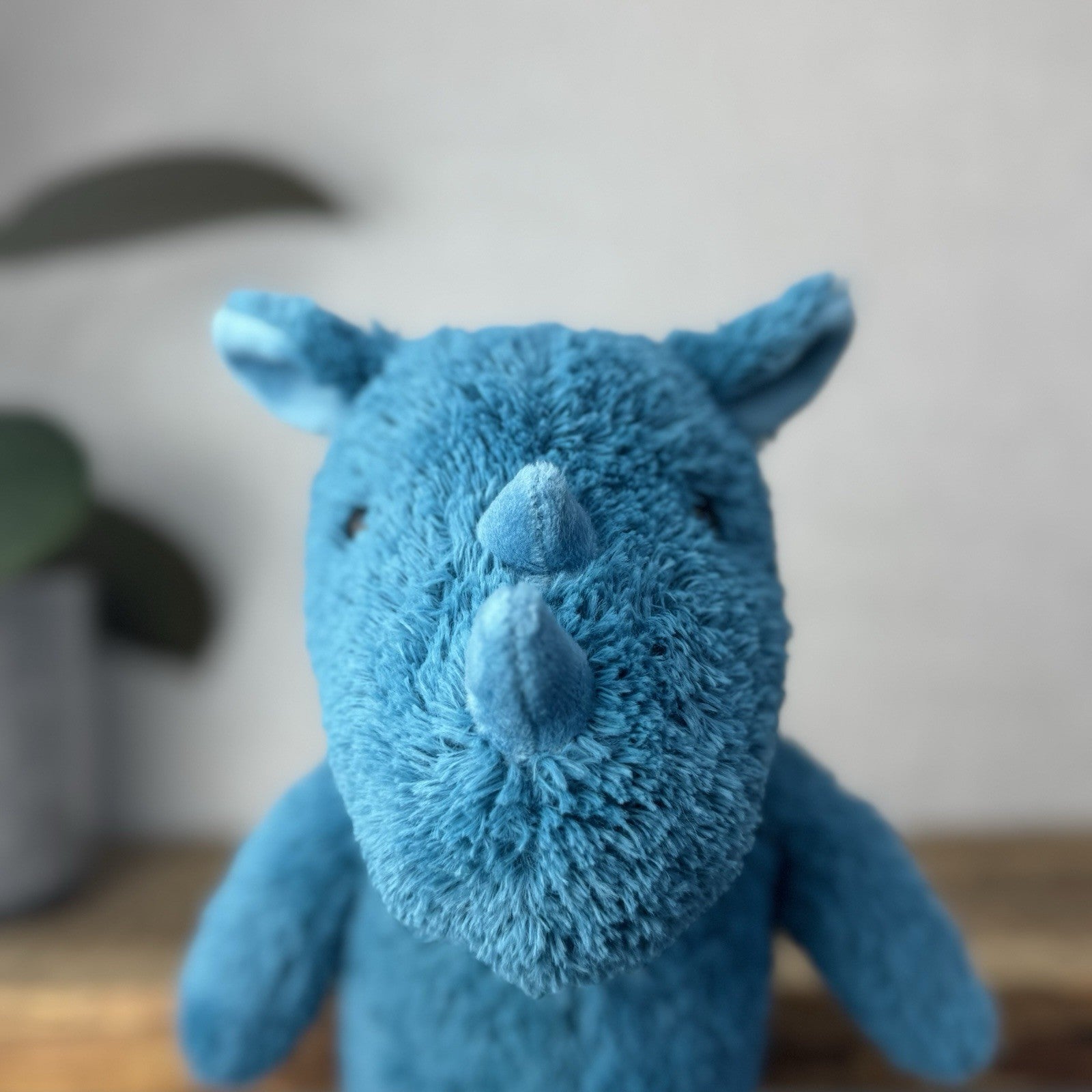 Jellycat Cushy Rhino Blue - Blue Textured Rhino Plush Beanie New With Tags 12"
