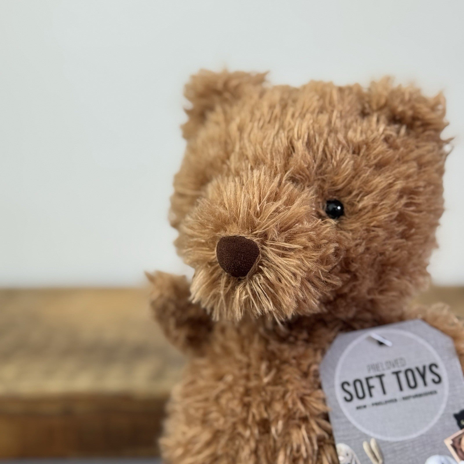 Jellycat Little Bear - Retired Brown Bear Curly Hair Beanie Soft Toy 7" 
