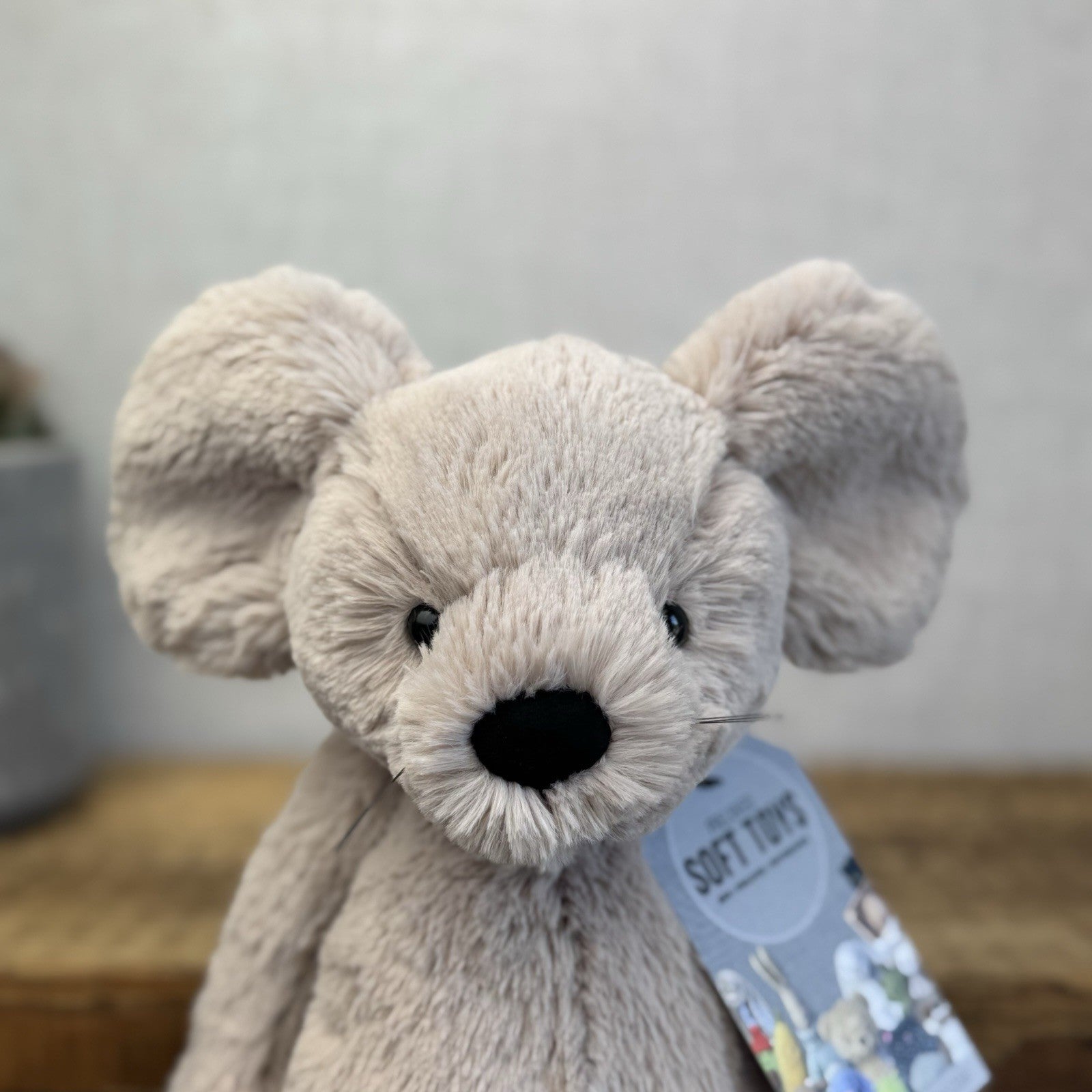 Jellycat Medium Grey Bashful Mouse - Mouse Soft Toy Whiskers Retired Rare 12"
