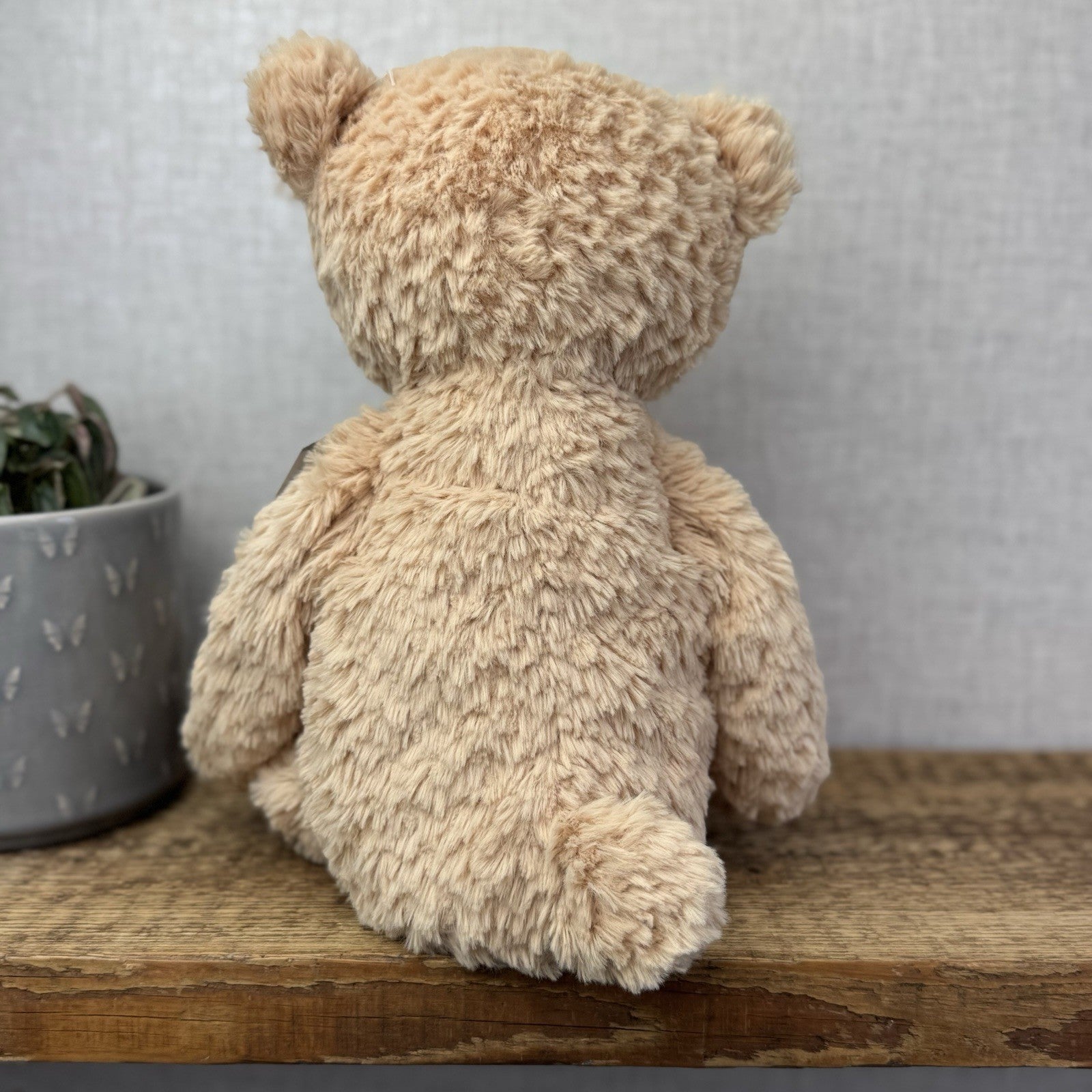 Jellycat Medium Finley Bear - Beige Textured Beanie Soft Toy Bear Retired 16"