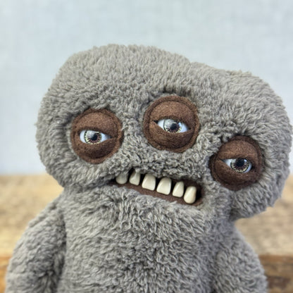 Fuggler Annoyed Alien - Brown Three Eyed Fuggler Rare Snuggle Brown Fleece Rare