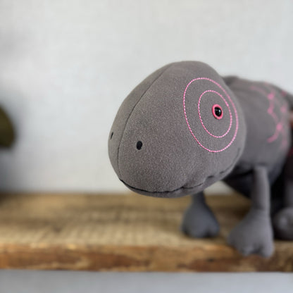 Jellycat Zaggy Chameleon - Green Chameleon Soft Toy Beanie Large Grey/Pink 19”